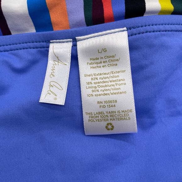 Anne Cole Womens Striped Bikini Swim Bottom L - Picture 4 of 5